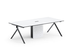 Sterling Boardroom Table 2.4m – Frost White & Dark Grey