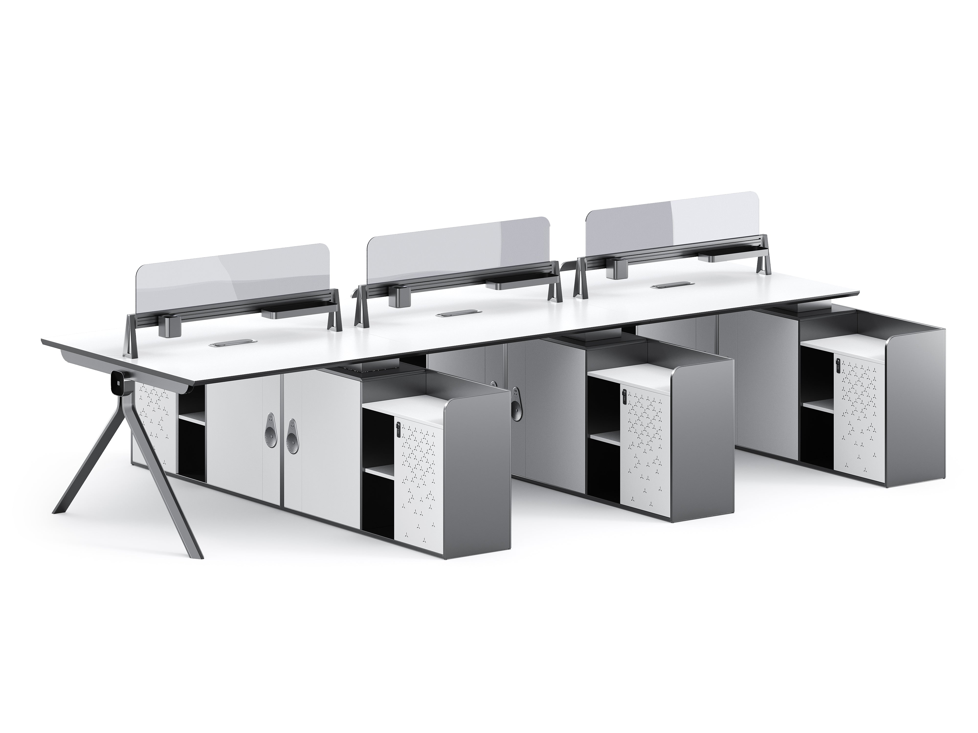 Sterling Workstation 2 People Extention – Frost White & Dark Grey