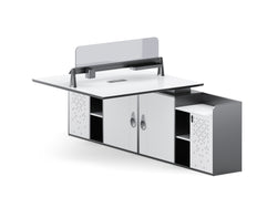 Sterling Workstation 2 People Extention – Frost White & Dark Grey