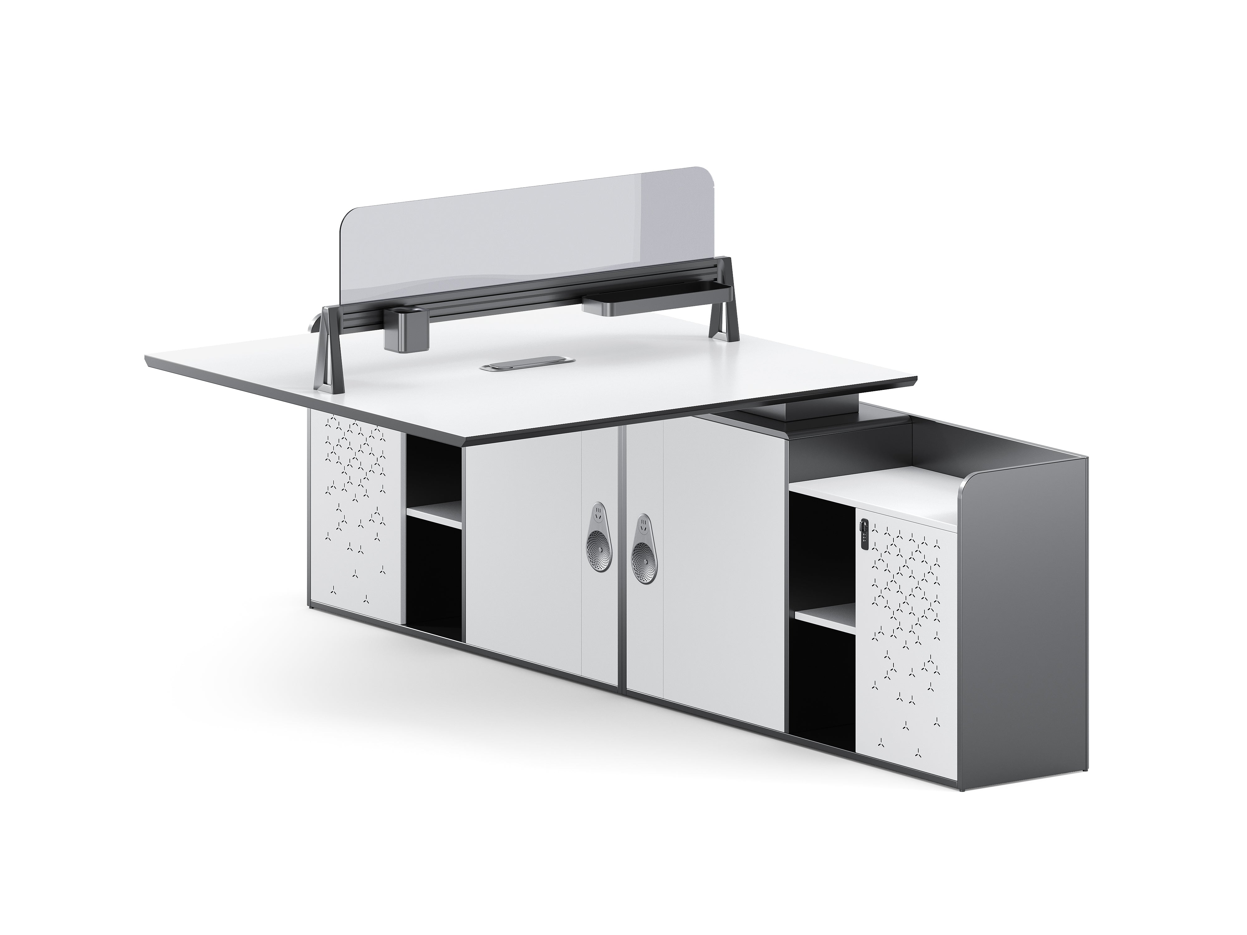 Sterling Workstation 2 People Extention – Frost White & Dark Grey