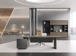 Professor Height Adjustable Executive Desk 2m Left Return– Electric Lift with Storage