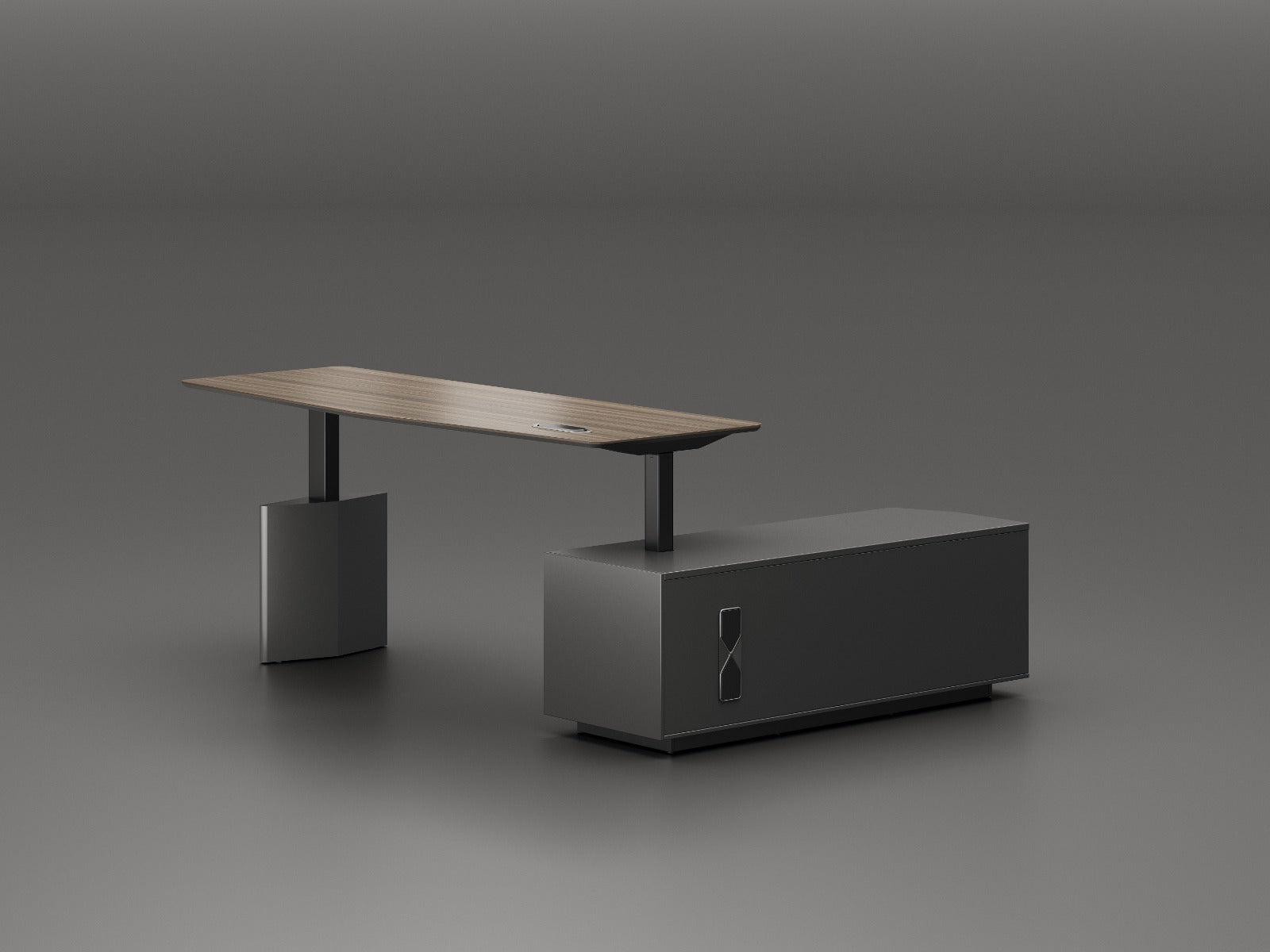 Professor Height Adjustable Executive Desk 2m Left Return– Electric Lift with Storage