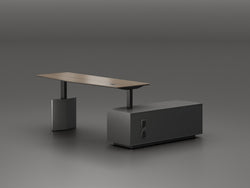 Professor Height Adjustable Executive Desk 2m Left Return– Electric Lift with Storage