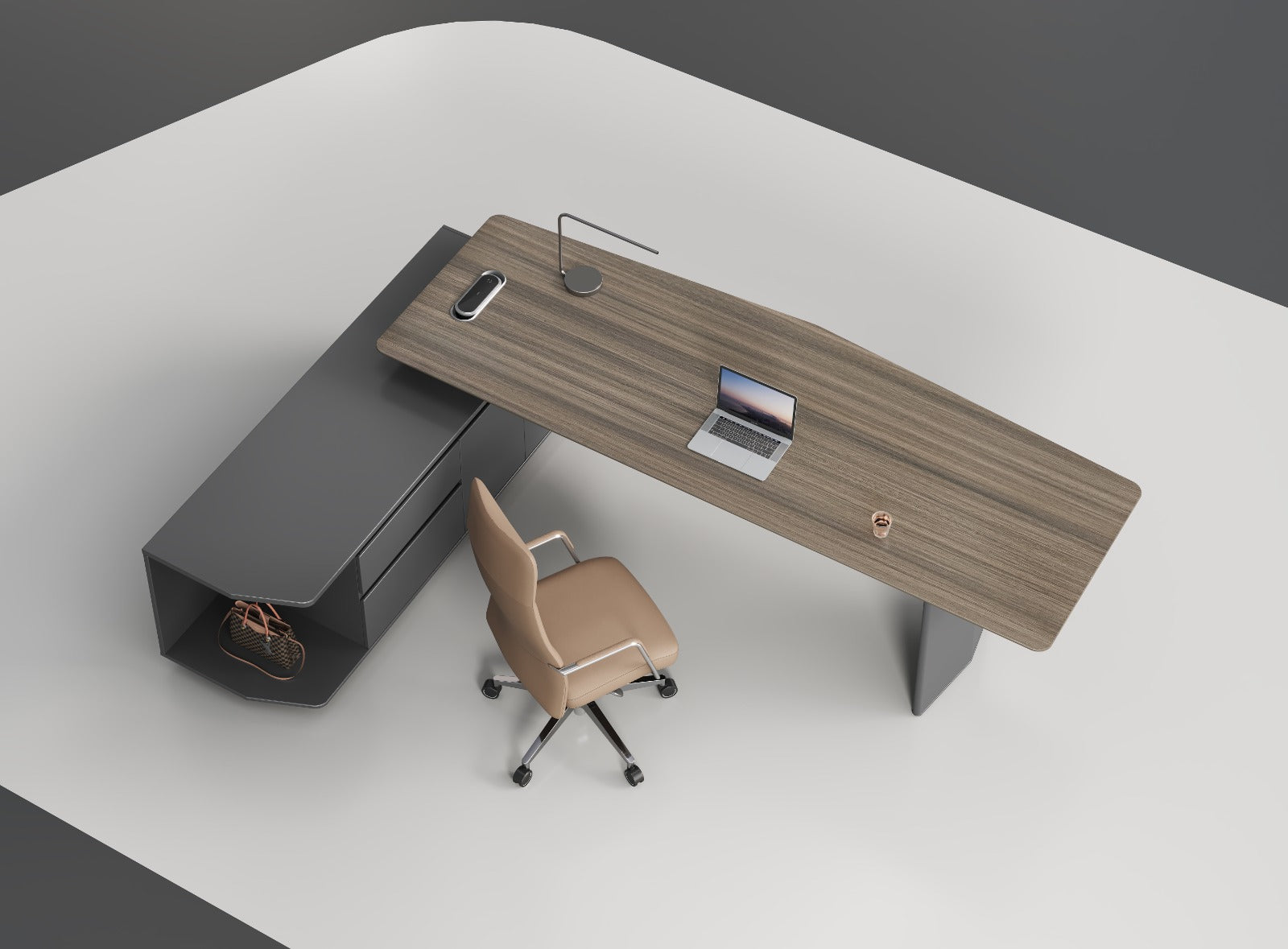 Professor Height Adjustable Executive Desk 2m Left Return– Electric Lift with Storage