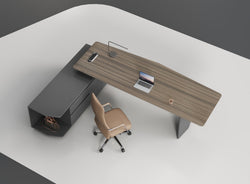 Professor Height Adjustable Executive Desk 2m Left Return– Electric Lift with Storage