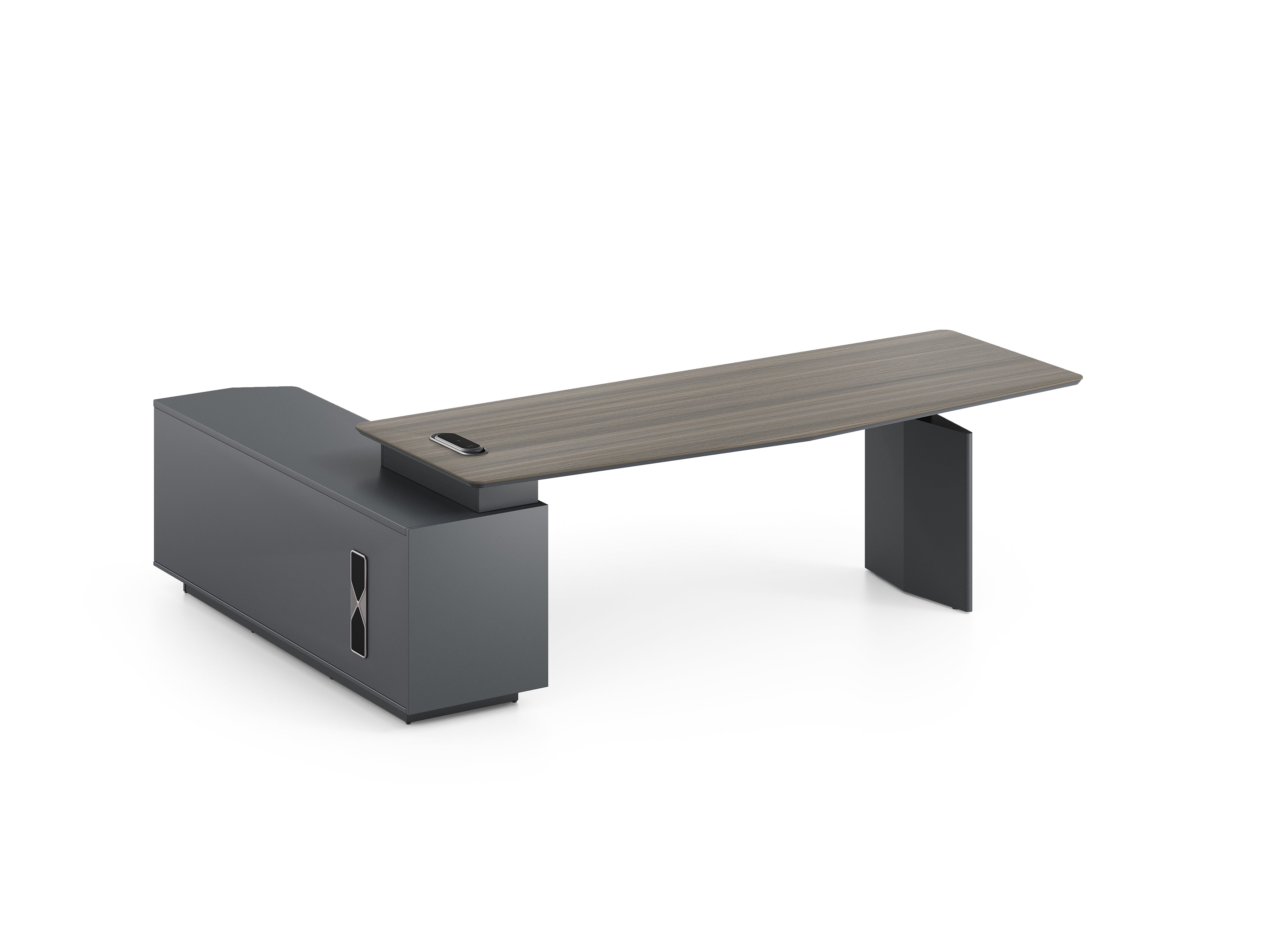 Professor Height Adjustable Executive Desk 2.4m Right Return– Electric Lift with Storage