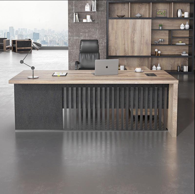 AFTAN BLACK HAWK Limited Edition - Executive Desk Pedestal & Left Mobile Return 180cm - Warm Oak &Black - Furniture Castle