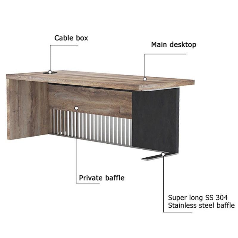 AFTAN Reception Desk Right Panel 180cm - Warm Oak & Black - Furniture Castle