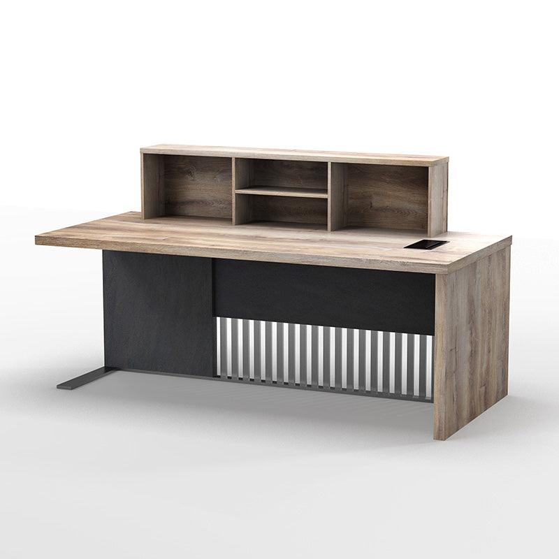 AFTAN Reception Desk Right Panel 180cm - Warm Oak & Black - Furniture Castle
