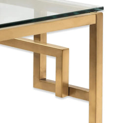 Alexa 1.2m Coffee Table - Glass Top - Brushed Gold Base - Furniture Castle