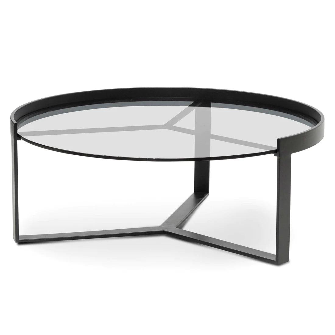 Alexis 90cm Glass Coffee Table - Black - Furniture Castle