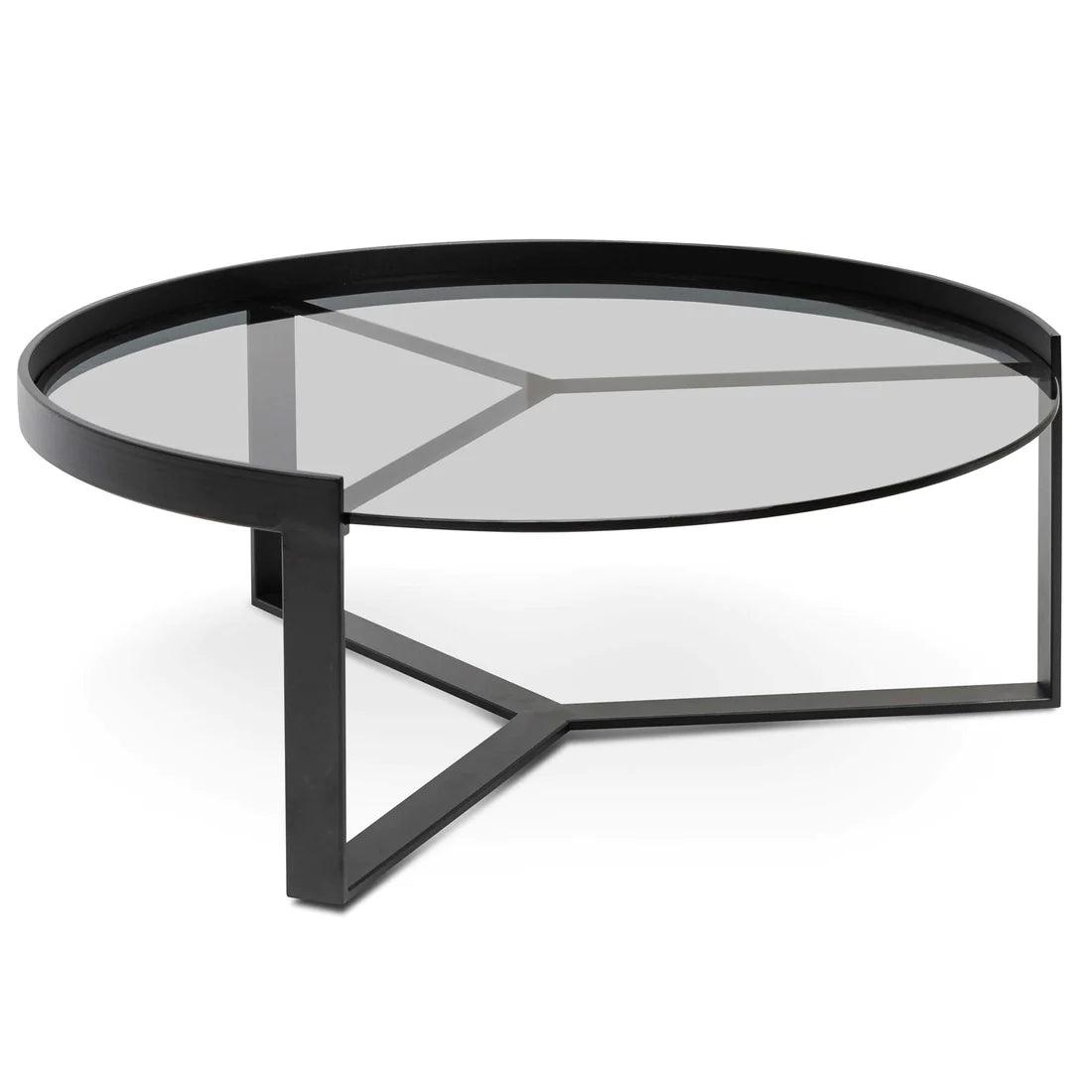 Alexis 90cm Glass Coffee Table - Black - Furniture Castle