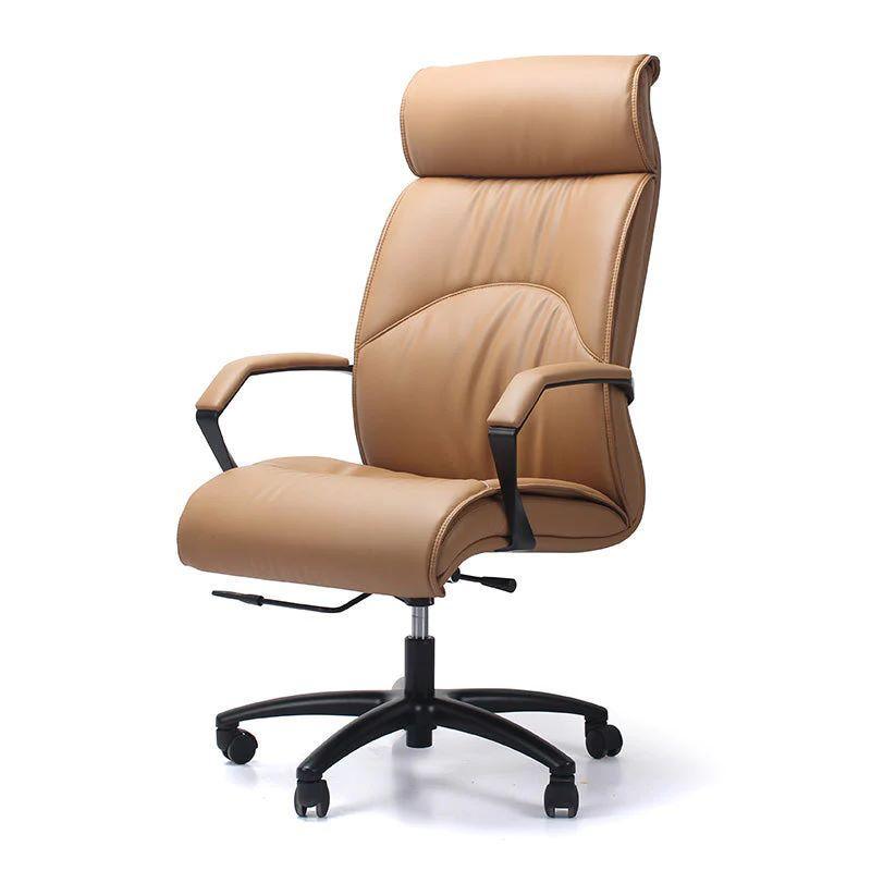 Ambessdor Leather Executive High Back Office Chair Tan - Furniture Castle