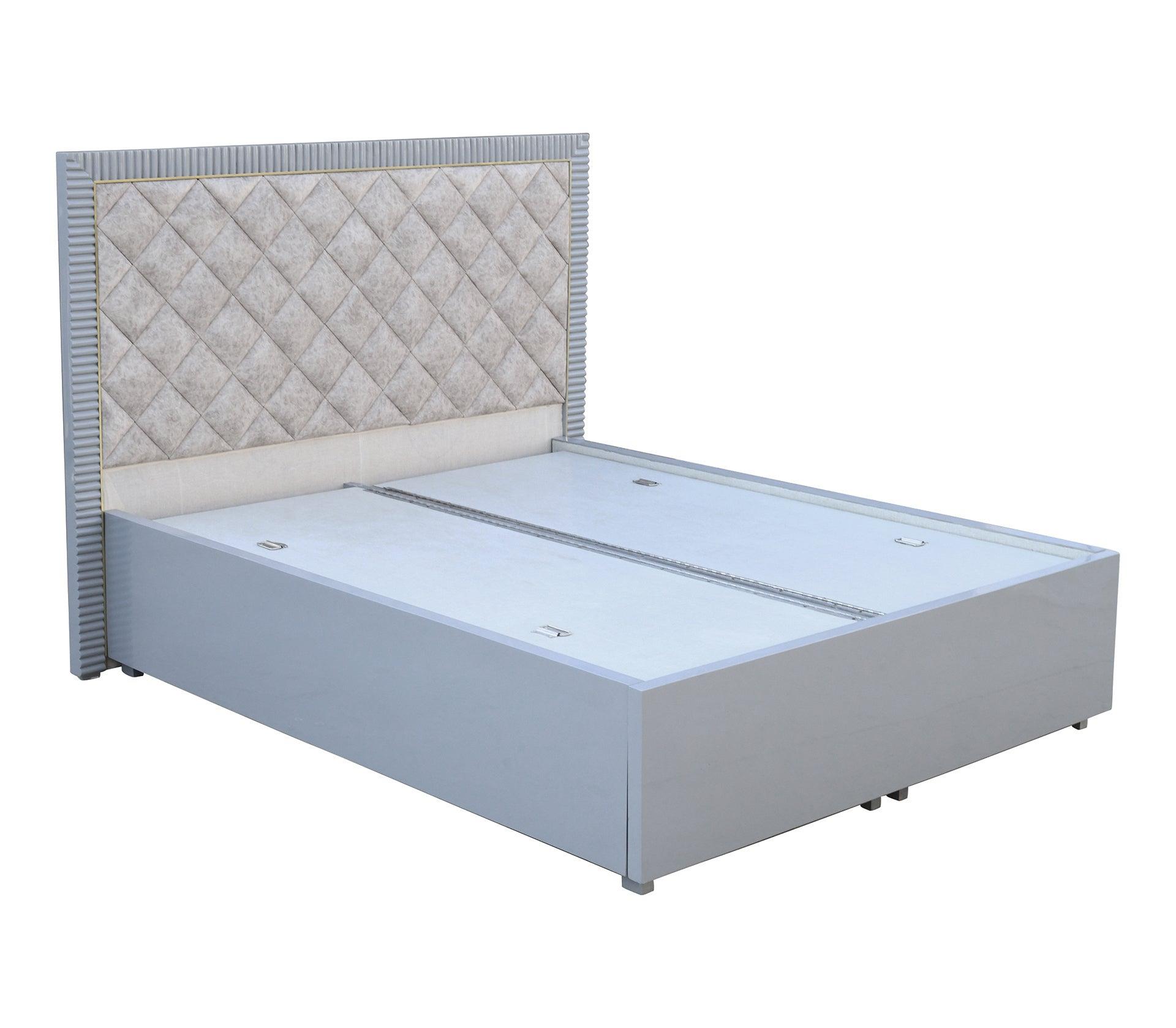 Amelia Beige/Grey Queen Bed With Storage - Furniture Castle