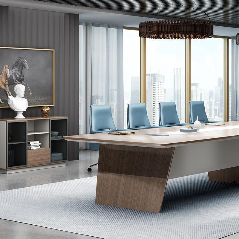 ANDERS Boardroom Table 240cm - Hazelnut & Beige - Furniture Castle