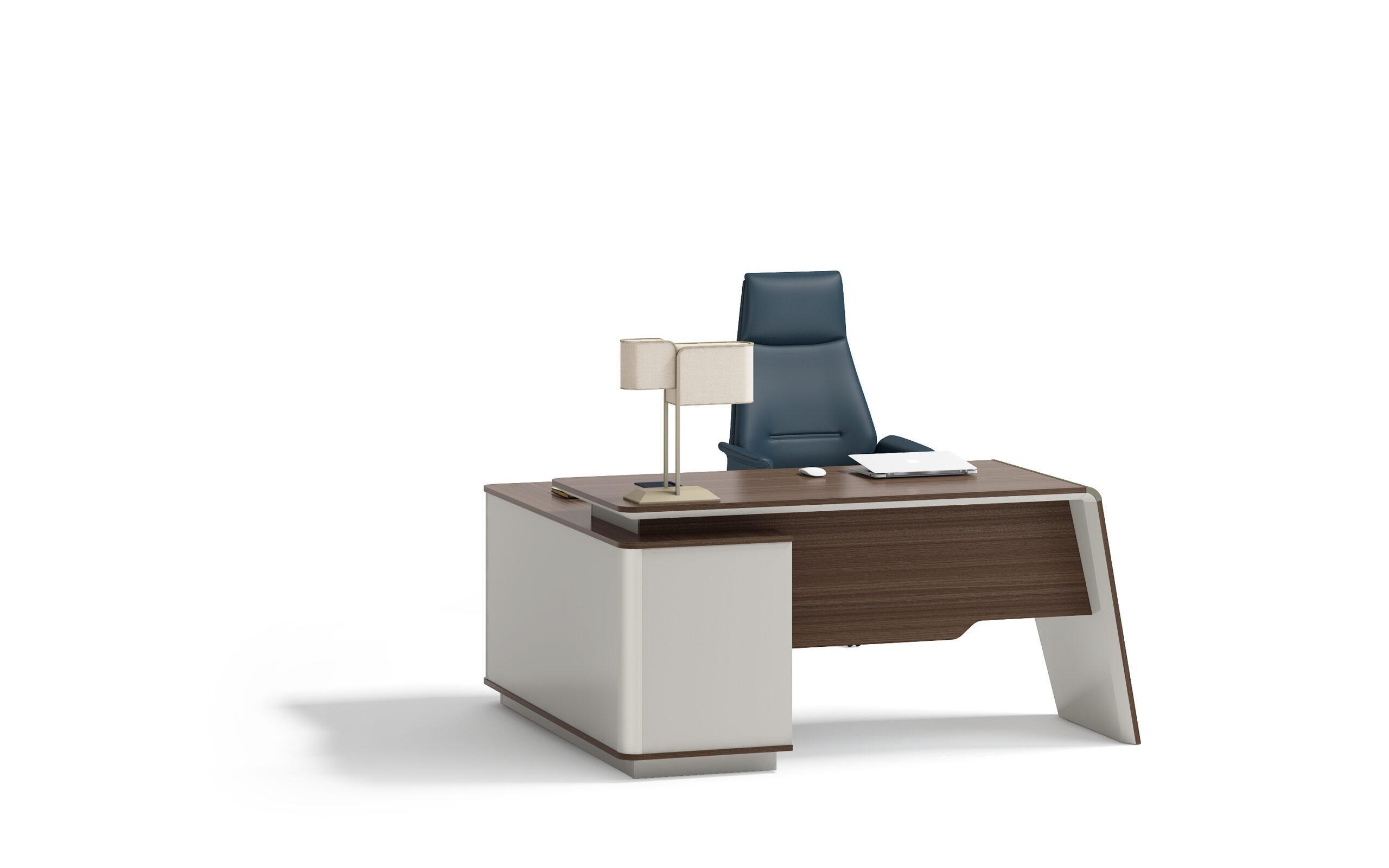 Anders Executive Desk Reversible Return 1.4M - Australian Gold Oak & Beige - Furniture Castle