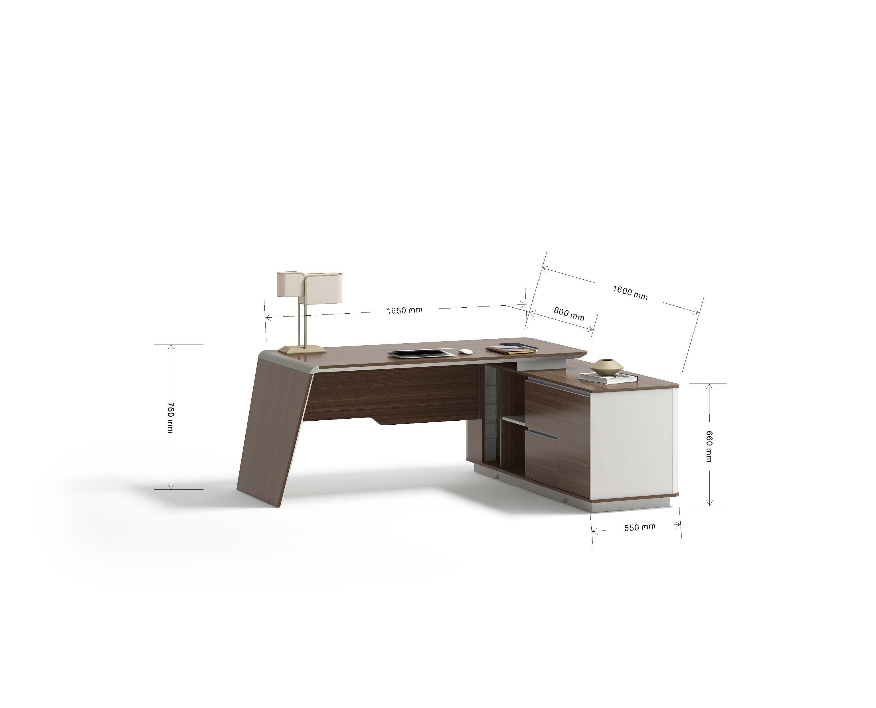 Anders Executive Desk Reversible Return 2.0M - Australian Gold Oak/ Beige - Furniture Castle