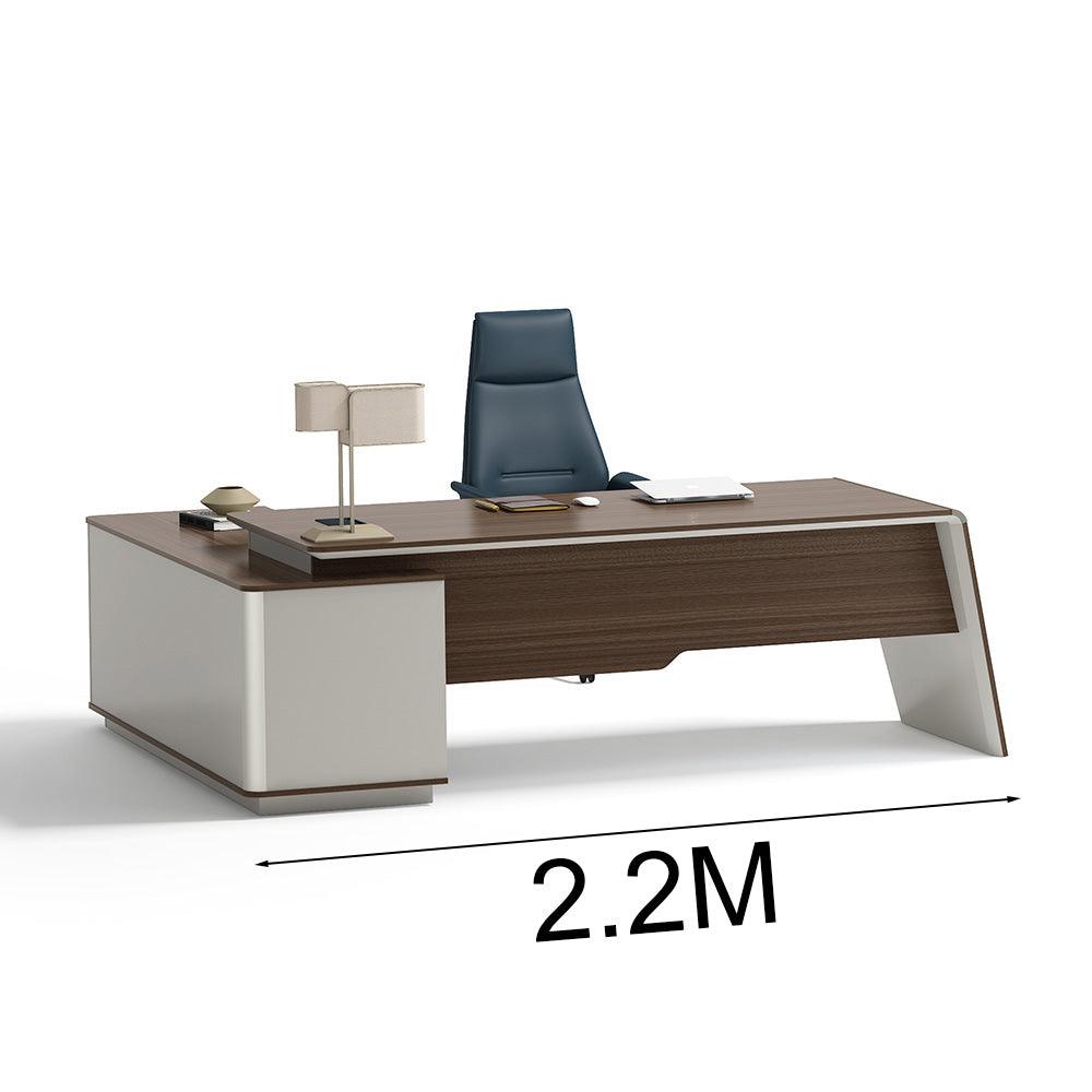 ANDERS Executive Desk Reversible Return 2.2M - Hazelnut & Beige - Furniture Castle