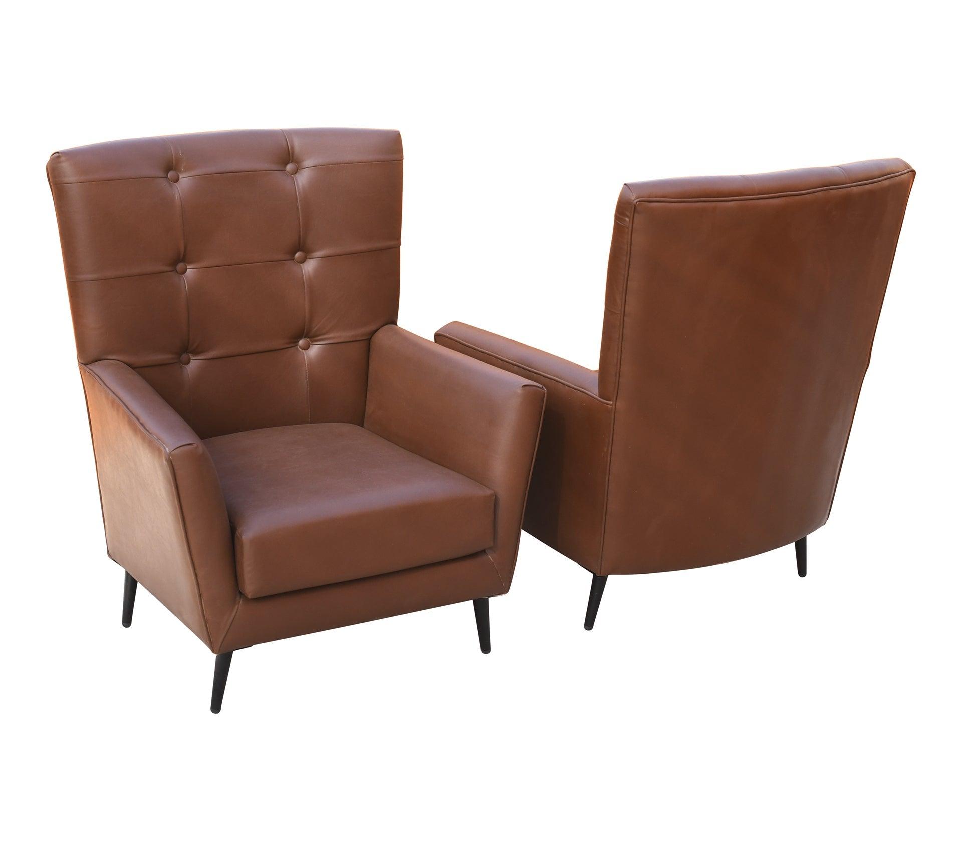 Aristocrate Dark Brown Leather Chair Set of 2 - Furniture Castle
