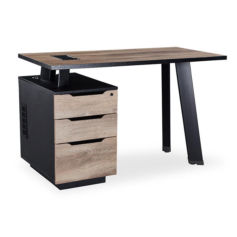 Arto Single Workstation with Left Cabinet 1.2M - Warm Oak & Black - Furniture Castle