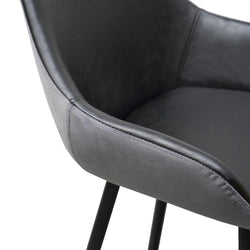 Astoria Bar Stools Black PU & Grey Velvet - Set of 2 - Furniture Castle