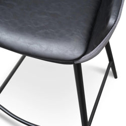 Astoria Bar Stools Black PU & Grey Velvet - Set of 2 - Furniture Castle