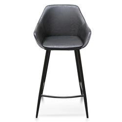 Astoria Bar Stools Black PU & Grey Velvet - Set of 2 - Furniture Castle