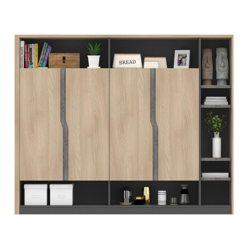 BAXTER Display Cabinet 190cm - Acacia & Carbon Grey - Furniture Castle