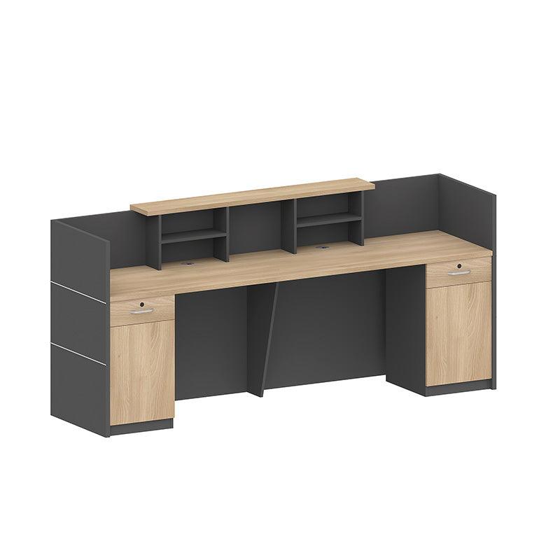 BELEN Reception Desk 2.4M - Acacia & Carbon Grey - Furniture Castle