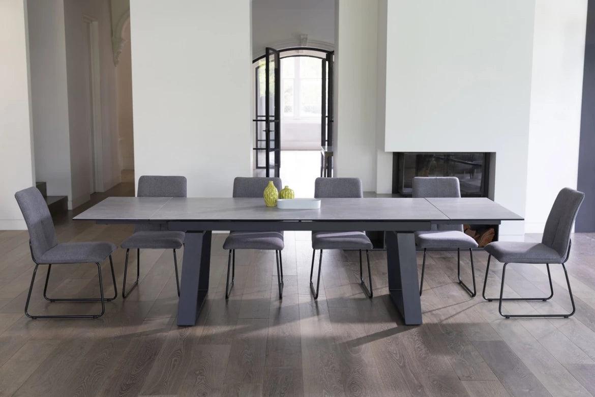 Belgam Extension Dining Table Andesite Ceramic - Furniture Castle