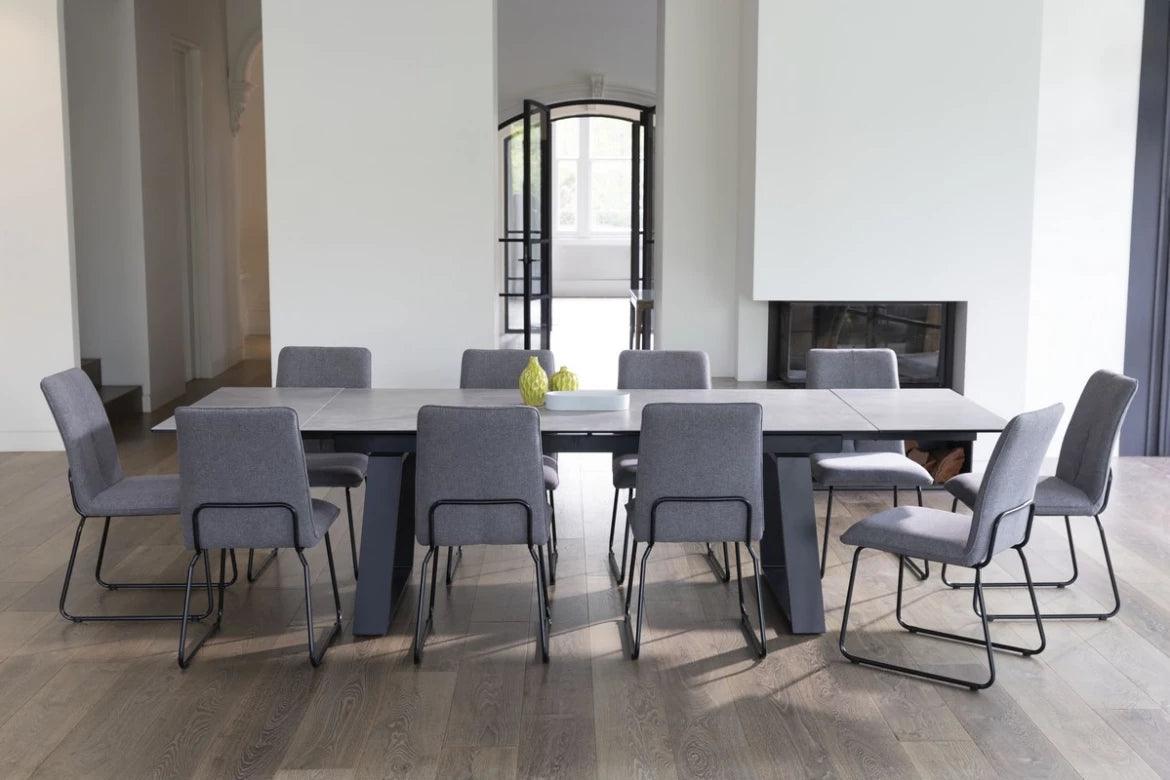 Belgam Extension Dining Table Andesite Ceramic - Furniture Castle