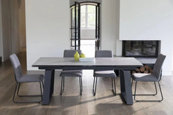 Belgam Extension Dining Table Andesite Ceramic - Furniture Castle