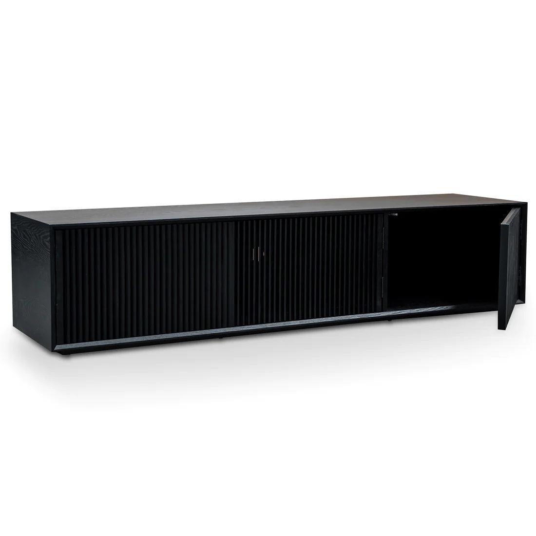 Black Elegance 2m Entertainment TV Unit - Black Veneer - Furniture Castle