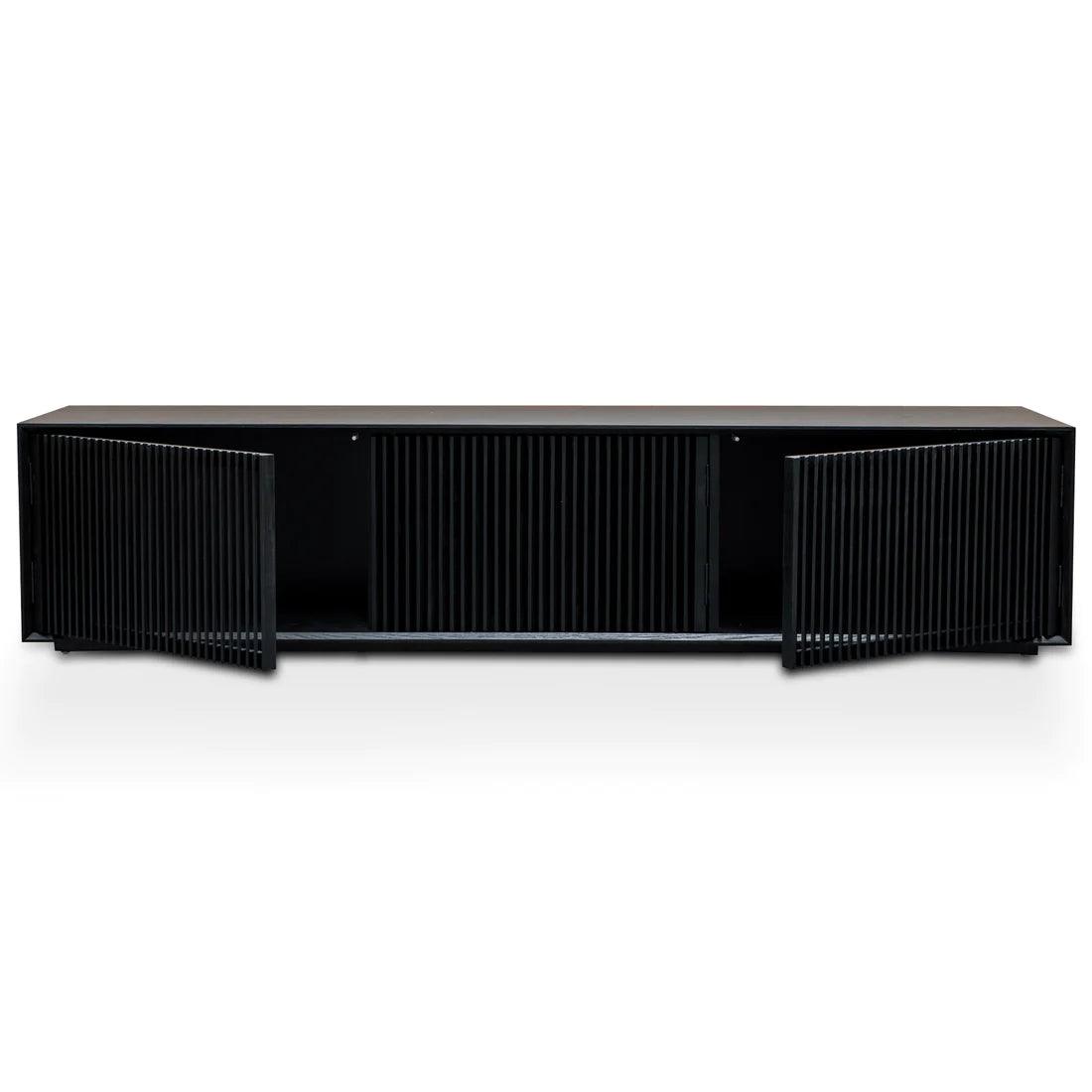 Black Elegance 2m Entertainment TV Unit - Black Veneer - Furniture Castle