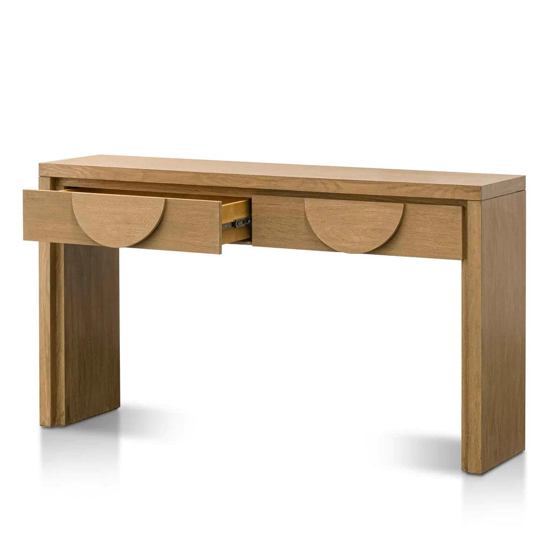 Blockie Twin Drawers 1.4m Console Table - Dusty Oak - Furniture Castle