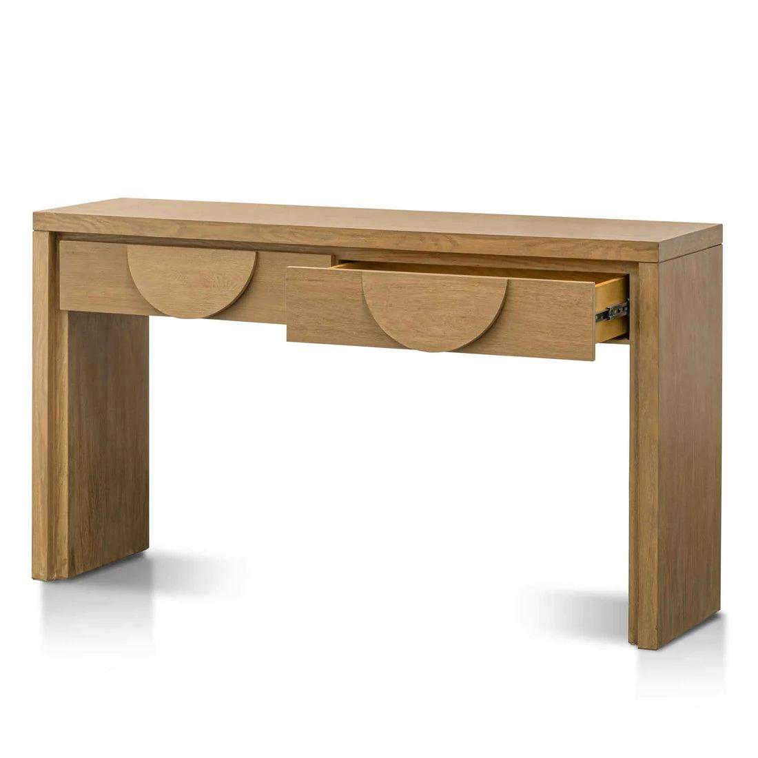 Blockie Twin Drawers 1.4m Console Table - Dusty Oak - Furniture Castle