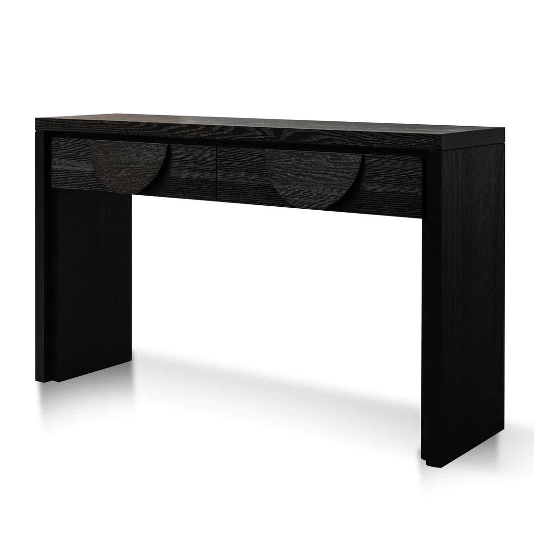Blockie Twin Drawers 1.4m Console Table - Textured Espresso Black - Furniture Castle
