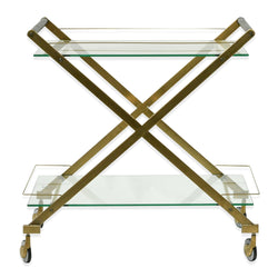 Henry Brushed Gold Bar Cart – Clear Tempered Glass