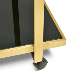 Henry Bar Cart – Black Tempered Glass & Brushed Gold