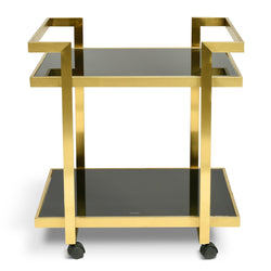 Henry Bar Cart – Black Tempered Glass & Brushed Gold