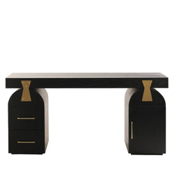Broady 1.55m New Elm Home Office Desk - Full Black - Furniture Castle
