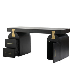 Broady 1.55m New Elm Home Office Desk - Full Black - Furniture Castle