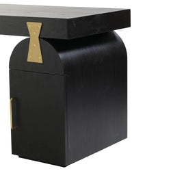 Broady 1.55m New Elm Home Office Desk - Full Black - Furniture Castle