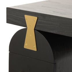Broady 1.55m New Elm Home Office Desk - Full Black - Furniture Castle
