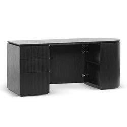 Brooke 1.77m Left Drawer Office Desk - Black Oak - Furniture Castle
