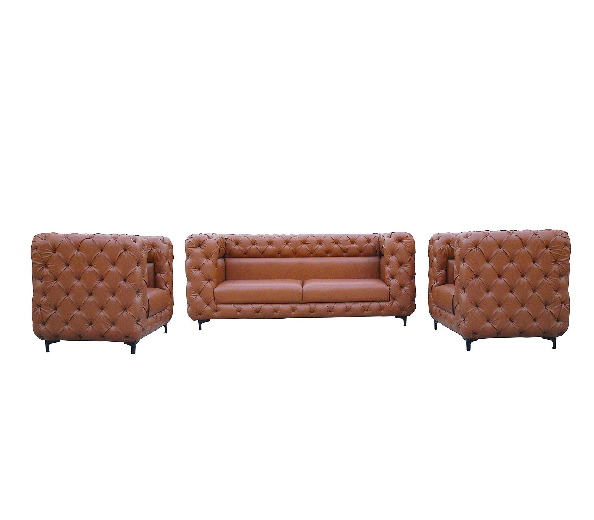 Brownie Candy Sofa Set 3+1+1 With Golden Legs - Furniture Castle