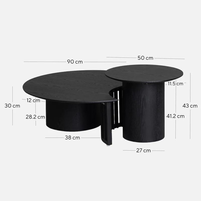 Bruce Cut-Out Set Of Tables - Black - Furniture Castle