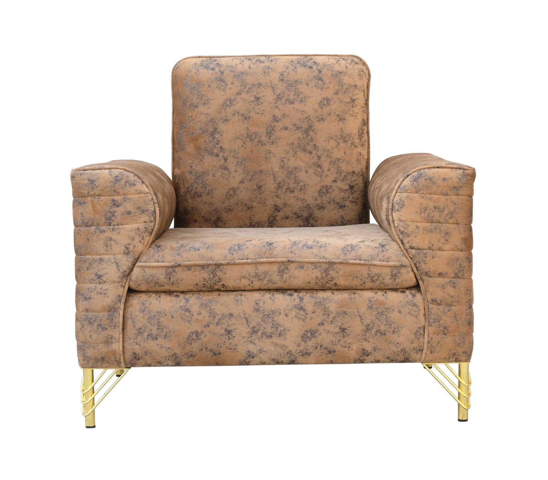 Caramel Cream Sofa Set 3+1+1 With Golden Legs - Furniture Castle