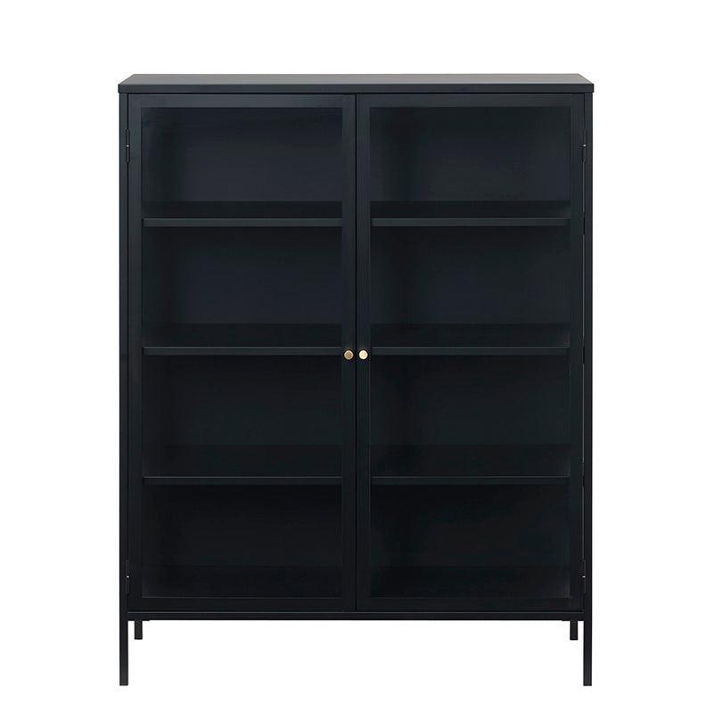 CARMEL 2 Door Glass Display Cabinet 110x140cm - Black - Furniture Castle