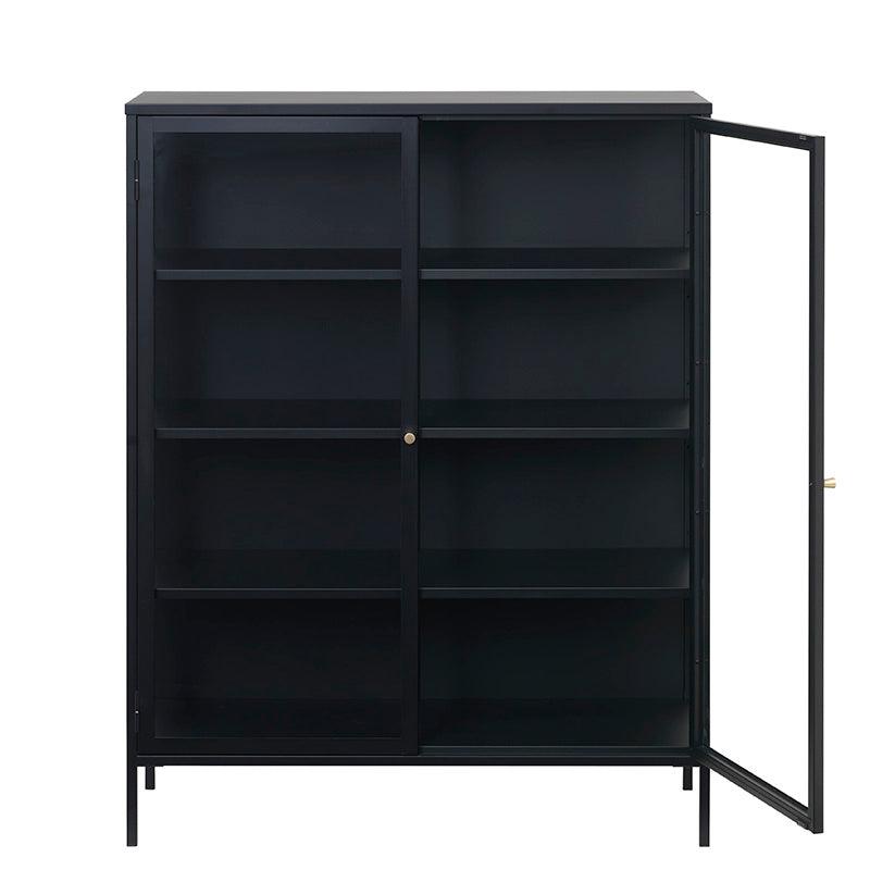 CARMEL 2 Door Glass Display Cabinet 110x140cm - Black - Furniture Castle